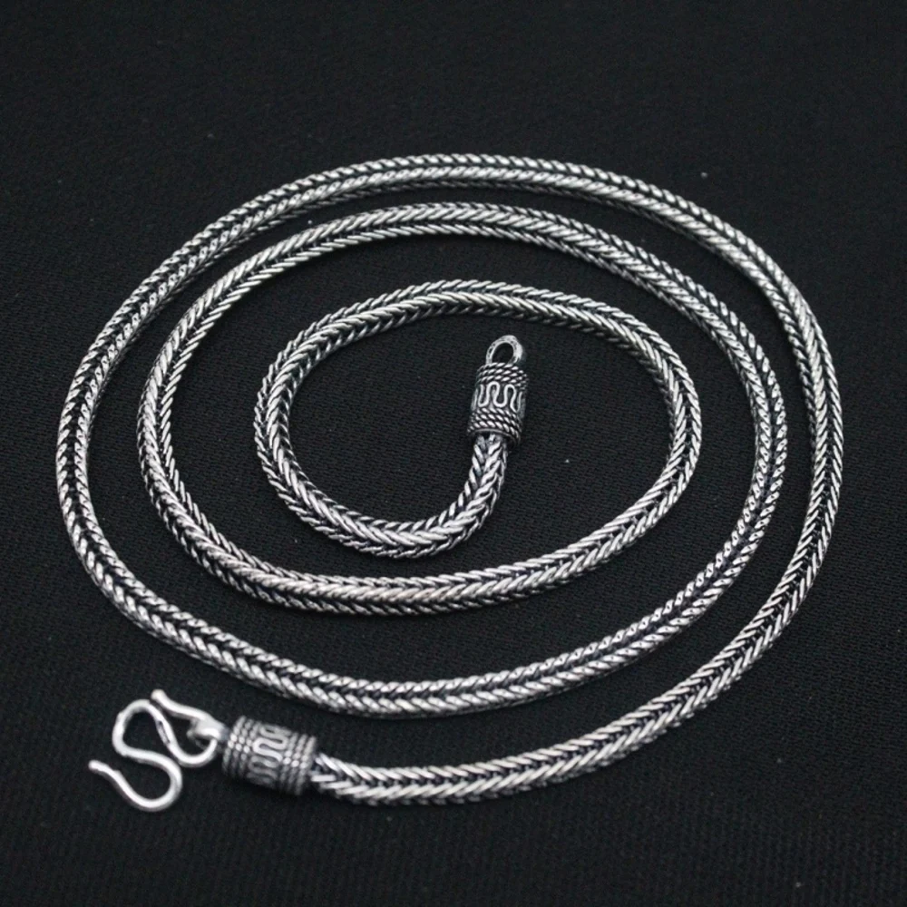 Real Solid 925 Sterling Silver Chain Men Lucky 3mm Wheat Foxtail Necklace 21-22g/55cm
Real Solid 925 Sterling Silver Chain Men Lucky 3mm Wheat Foxtail Necklace 21-22g/55cm