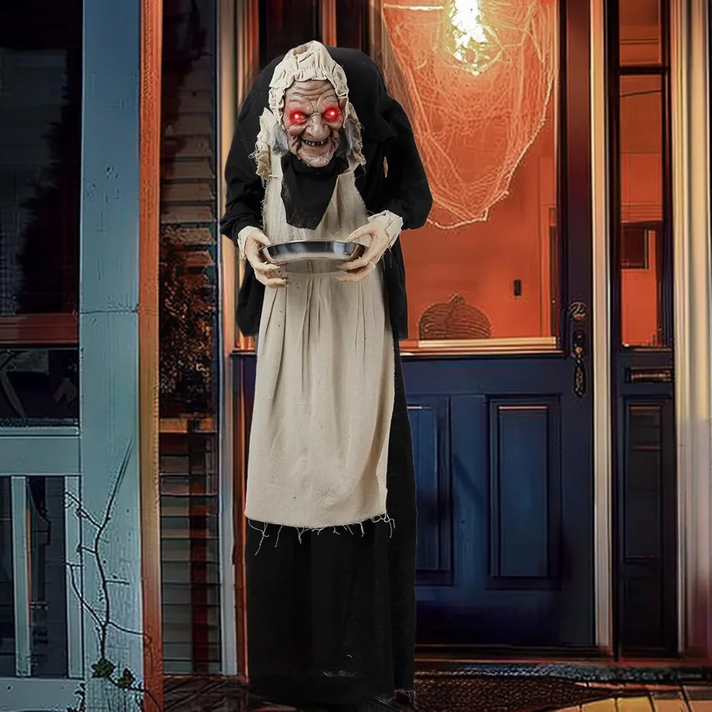 Halloween Decoration Spooky Old Maid Holding Candy Dish, 5 FT Scary Halloween Inflatable Decoration with Voice Control
Halloween Decoration Spooky Old Maid Holding Candy Dish, 5 FT Scary Halloween Inflatable Decoration with Voice Control