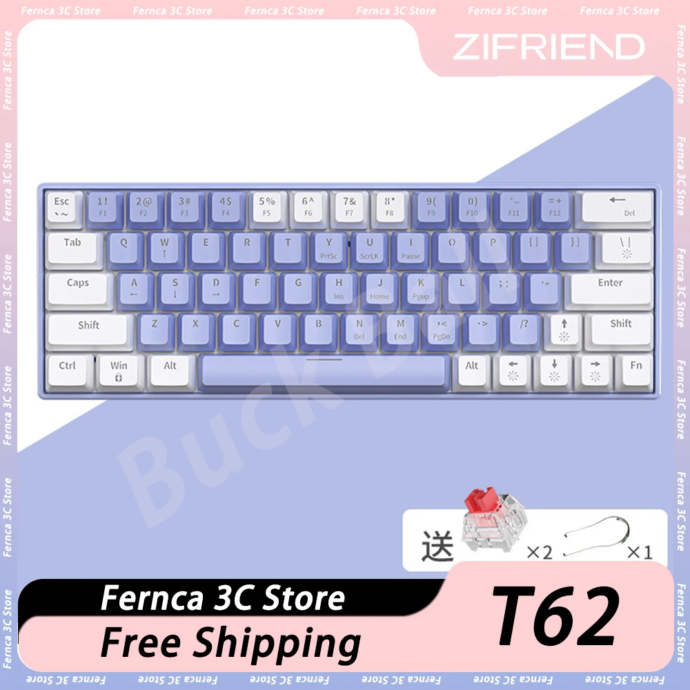 Механическая клавиатура Zifriend T62, проводная клавиатура Hot Swap RGB, эргономичная игровая клавиатура для киберспорта, ПК, офисные подарки
Механическая клавиатура Zifriend T62, проводная клавиатура Hot Swap RGB, эргономичная игровая клавиатура для киберспорта, ПК, офисные подарки