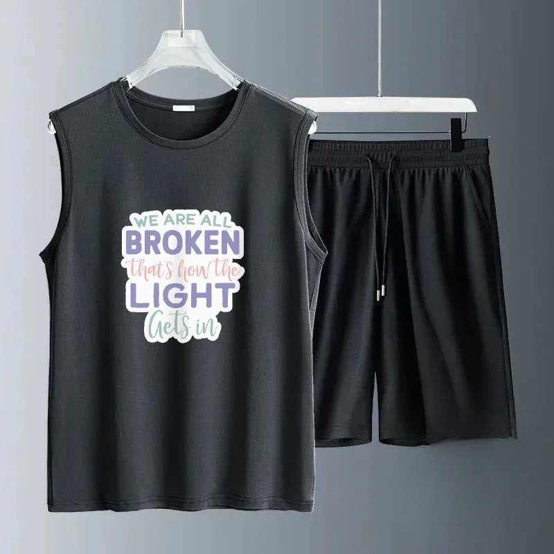 2025 Men Casual Sleeveless Polyester Cartoon version of English letter prints set Fiber Daily Wear Comfortable Lightweight suits
2025 Men Casual Sleeveless Polyester Cartoon version of English letter prints set Fiber Daily Wear Comfortable Lightweight suits