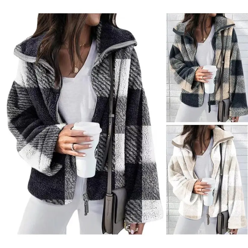 Double Sided Plush Plaid Jacket plus Size Women's Clothing Long Sleeve Collar Winter Coat Large Size Ladies Fashion
Double Sided Plush Plaid Jacket plus Size Women's Clothing Long Sleeve Collar Winter Coat Large Size Ladies Fashion