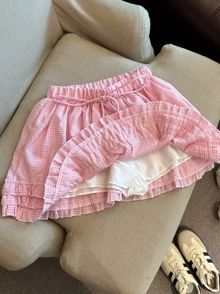 Summer New Korean Sle Sweet Gingham Faion Design Cake f Skirt Slimming Belted A-Line Skirt High Waist Knitted ort Skirt
Summer New Korean Sle Sweet Gingham Faion Design Cake f Skirt Slimming Belted A-Line Skirt High Waist Knitted ort Skirt