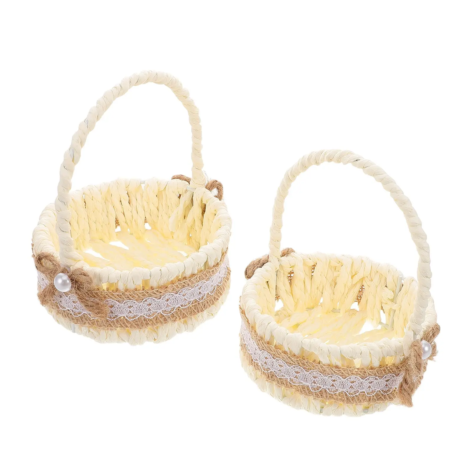 2pcs Imitation Rattan Storage Basket Mini Handwoven Woven Portable Vintage Picnic Gathering Small Handle Hamper Basket
2pcs Imitation Rattan Storage Basket Mini Handwoven Woven Portable Vintage Picnic Gathering Small Handle Hamper Basket