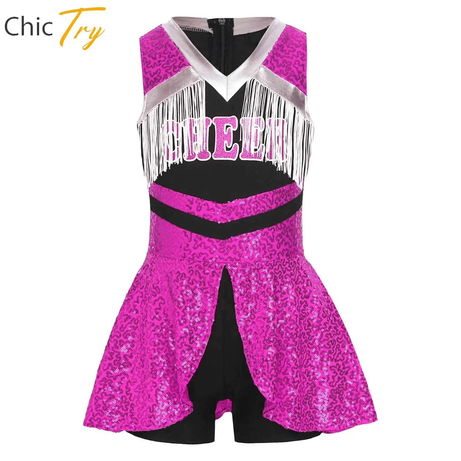 Girls Cheerleader Costume Halloween Cheerleading Fancy Bodysuit Sleeveless Sequins Tassels Boyshorts Jumpsuit for Birthday Party
Girls Cheerleader Costume Halloween Cheerleading Fancy Bodysuit Sleeveless Sequins Tassels Boyshorts Jumpsuit for Birthday Party