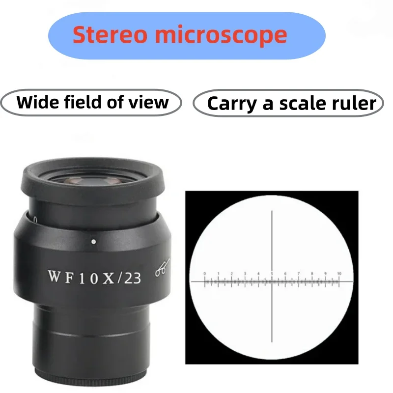 Stereo microscope WF10X23 has large view with a graduated measuring eyepiece. interface of the microscope eyepiece is 30MM
Stereo microscope WF10X23 has large view with a graduated measuring eyepiece. interface of the microscope eyepiece is 30MM