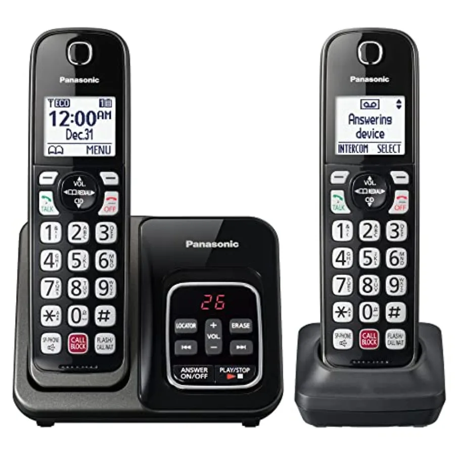 Cordless Phone with Answering Machine Advanced Call Block Bilingual Caller ID and High-Contrast Display Expandable System with
Cordless Phone with Answering Machine Advanced Call Block Bilingual Caller ID and High-Contrast Display Expandable System with