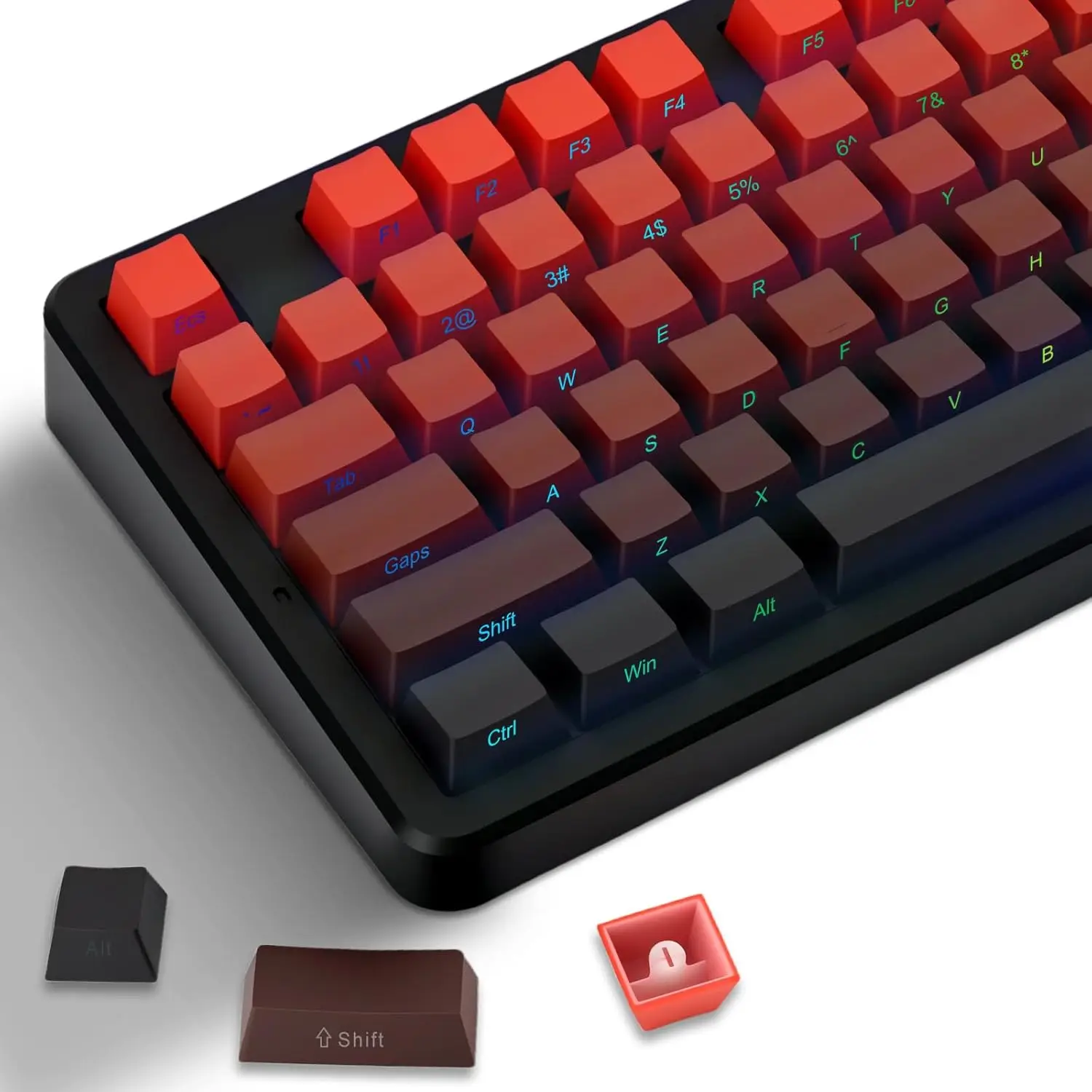 PBT Gradient Red Keycaps Double-Shot 133Key Set with Side-Printed Keycaps Cherry Profile Gradient Design for Mechanical Keyboard
PBT Gradient Red Keycaps Double-Shot 133Key Set with Side-Printed Keycaps Cherry Profile Gradient Design for Mechanical Keyboard
