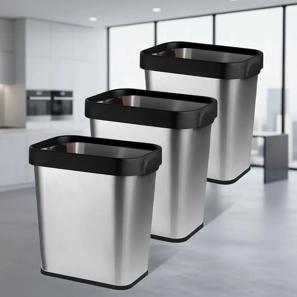 Set of 3 Stainless Steel 2 Gallon Open Top Trash Cans, 7 x 10 x 11 Slim Design Wastebaskets for Kitchen, Bathroom, Living Room,
Set of 3 Stainless Steel 2 Gallon Open Top Trash Cans, 7 x 10 x 11 Slim Design Wastebaskets for Kitchen, Bathroom, Living Room,