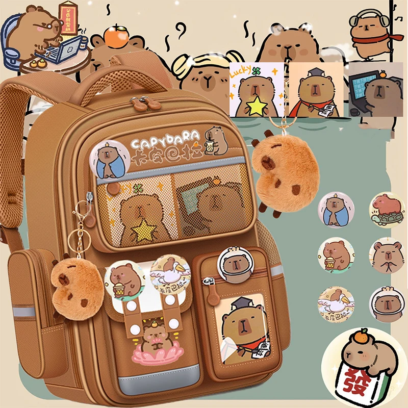 Cartoon Waterproof Capybara Backpack Large Capacity Alleviate Burden School Bag Protecting Spine Widen Straps Students Backpack
Cartoon Waterproof Capybara Backpack Large Capacity Alleviate Burden School Bag Protecting Spine Widen Straps Students Backpack