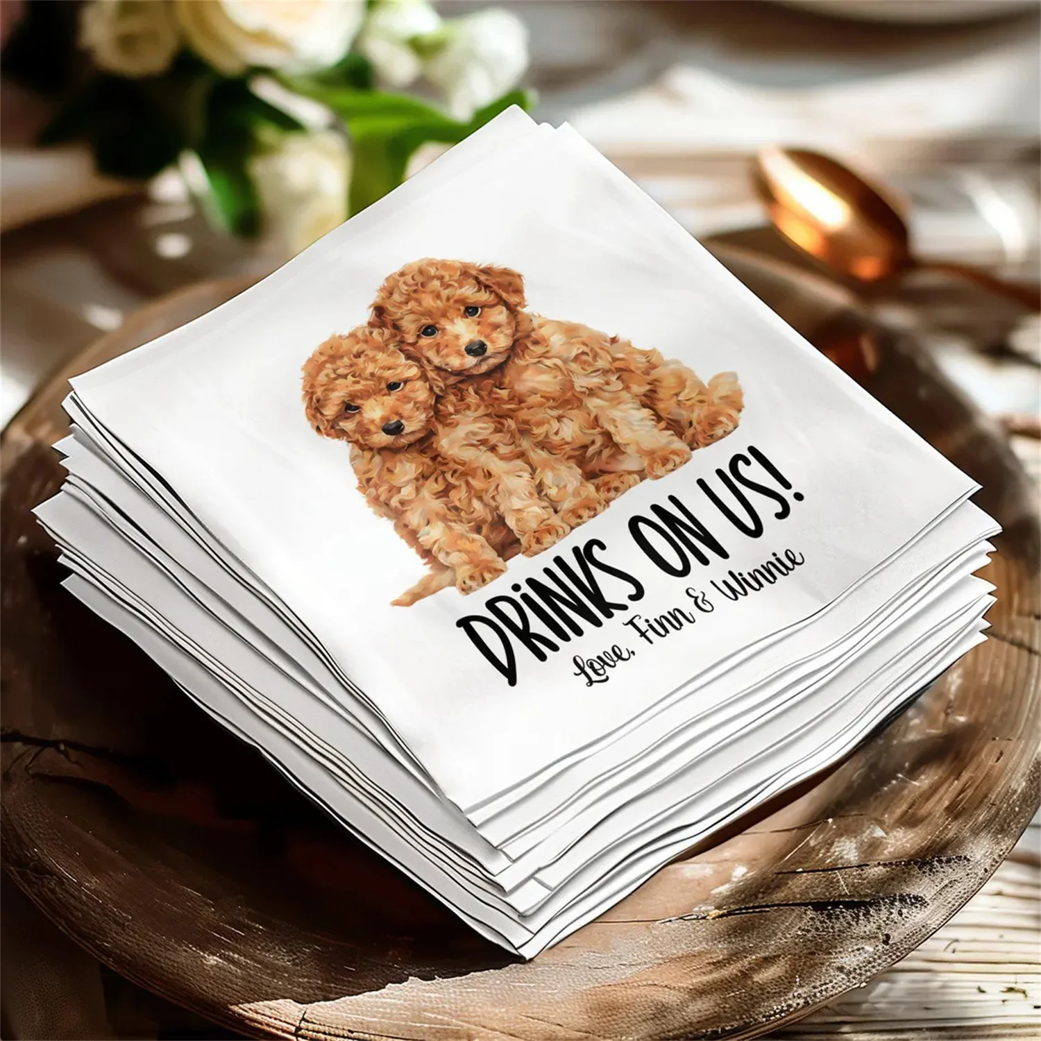 50 PCS Custom Wedding Napkins Personalized Dog Wedding Napkins Bridal Shower Decor Wedding Favors Custom Pet Napkins Cocktail Na
50 PCS Custom Wedding Napkins Personalized Dog Wedding Napkins Bridal Shower Decor Wedding Favors Custom Pet Napkins Cocktail Na