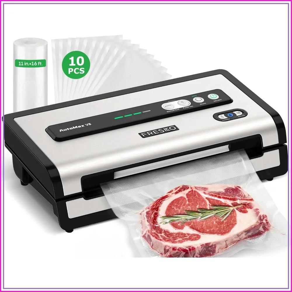 Hands-Free Automatic Food Sealer, Continuous Seal 50 Bags in 20 Mins, Built-in Cutter & Roll Storage, Powerful Suction for Meal Prep
Hands-Free Automatic Food Sealer, Continuous Seal 50 Bags in 20 Mins, Built-in Cutter & Roll Storage, Powerful Suction for Meal Prep