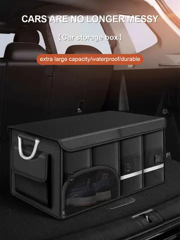 SEAMETAL Foldable Trunk Storage Box Waterproof Oxford Cloth 110L Large-Capacity Car Organizer for Camping/Fishing Easy to Carry
