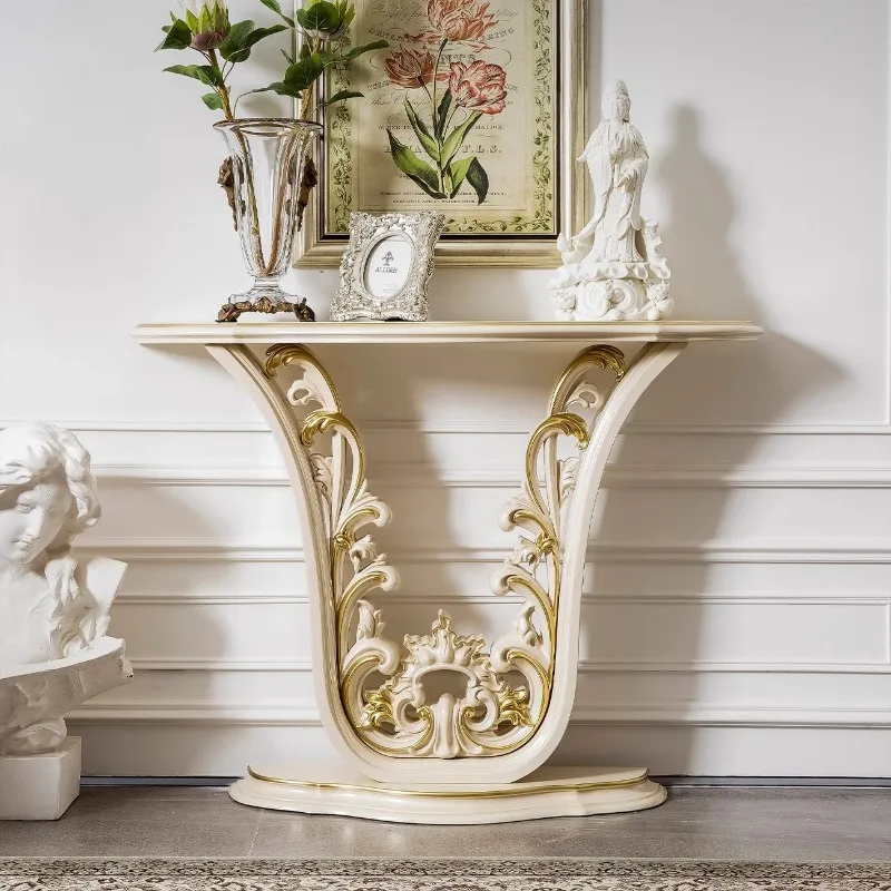 High-end French entrance table villa light luxury against the wall European retro solid wood entrance table EF7 
High-end French entrance table villa light luxury against the wall European retro solid wood entrance table EF7