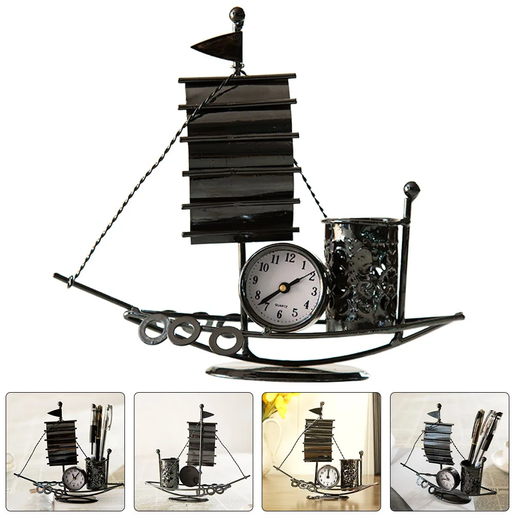 Retro Metal Sailboat Ornament Pen Holder Table Clock Desktop Organizer Gift Sailboat Desktop Ornament Stationery Storage Stand 
Retro Metal Sailboat Ornament Pen Holder Table Clock Desktop Organizer Gift Sailboat Desktop Ornament Stationery Storage Stand