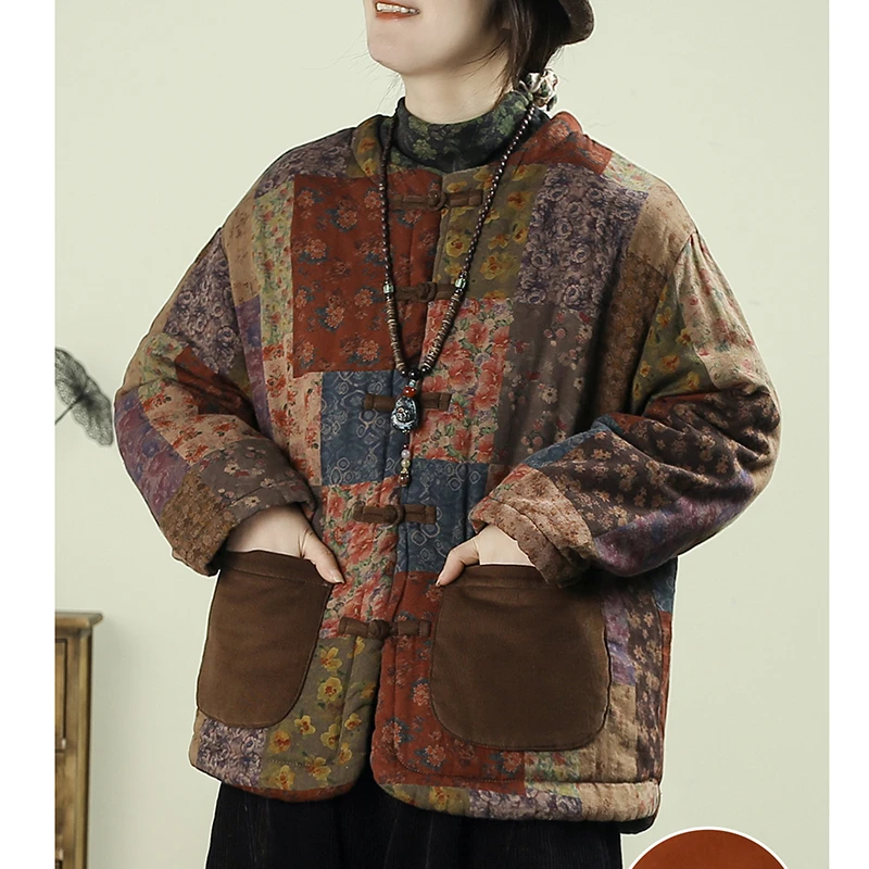 25 New Arrival Winter Arts Style Women Vintage Print Patchwork Single Breasted Parkas O-neck Long Sleeves Warm Cotton Coats Q177
25 New Arrival Winter Arts Style Women Vintage Print Patchwork Single Breasted Parkas O-neck Long Sleeves Warm Cotton Coats Q177