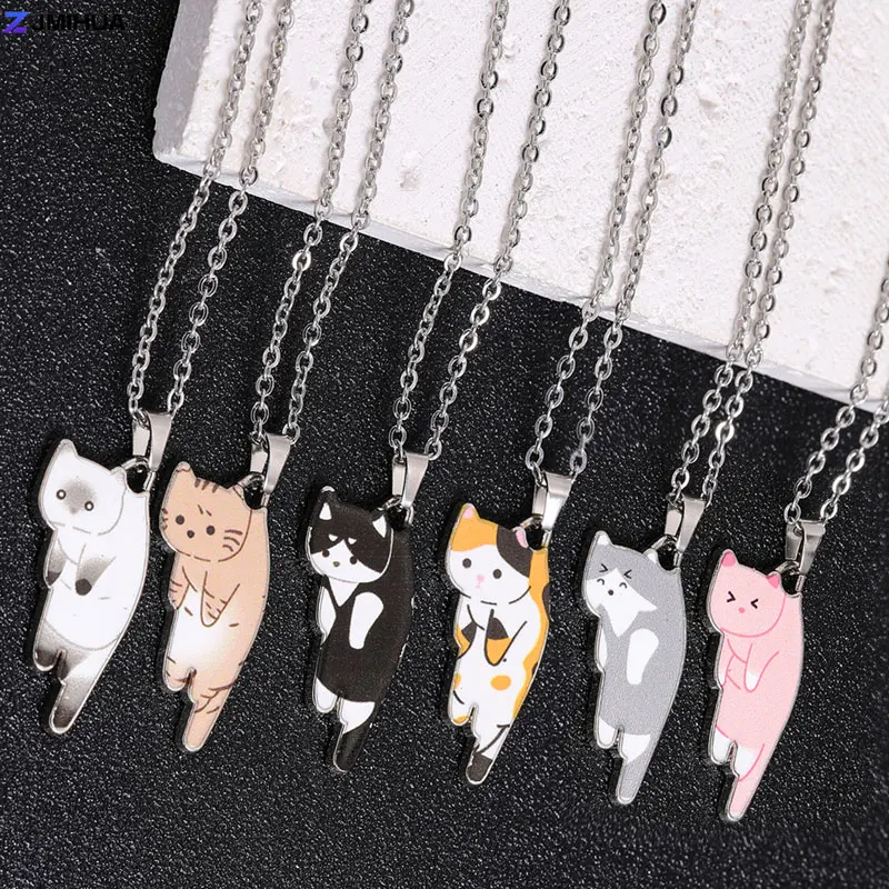 50cm Stainless Steel Chain Matching Enamel Charms Cute Cat Pendant Necklaces For Women Girls Gifts Fashion Jewelry
50cm Stainless Steel Chain Matching Enamel Charms Cute Cat Pendant Necklaces For Women Girls Gifts Fashion Jewelry