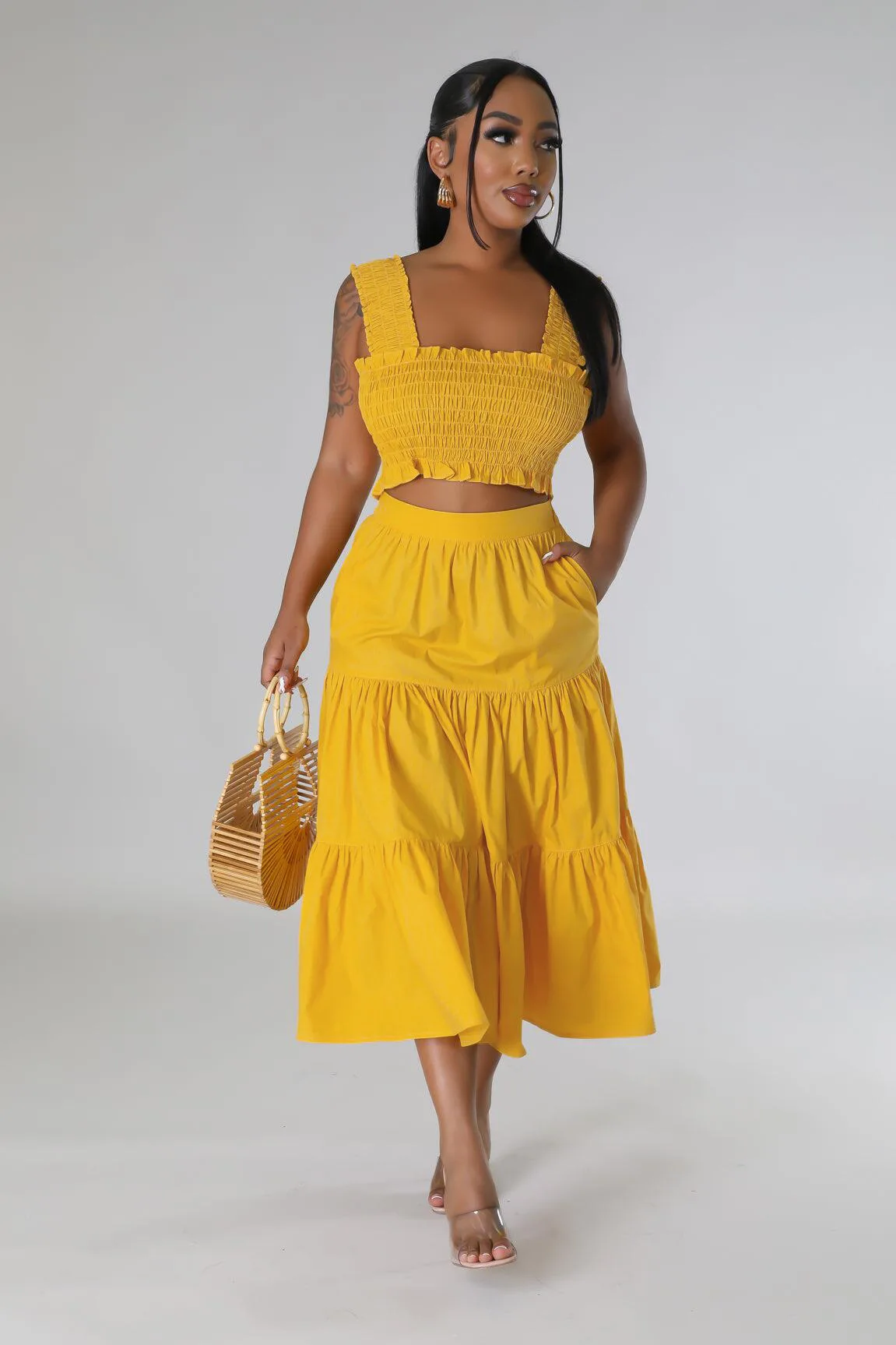 Women's Ruched Shirring 2 Piece Set Summer Sexy Wrapping Tank Crop Top + A-line Long Skirts Beach Wear Matching Sets Outfits
Women's Ruched Shirring 2 Piece Set Summer Sexy Wrapping Tank Crop Top + A-line Long Skirts Beach Wear Matching Sets Outfits