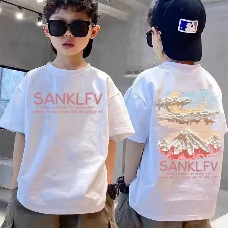 Boys' pure cotton short sleeved T-shirt summer Korean version children's round neck top handsome loose T-shirt
Boys' pure cotton short sleeved T-shirt summer Korean version children's round neck top handsome loose T-shirt