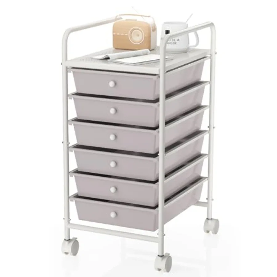 6-Tier Utility Cart with 6 Drawers, Rolling Utility Cart with 2 Lockable Caster Wheels, Multipurpose Mobile Rolling Drawer Cart
6-Tier Utility Cart with 6 Drawers, Rolling Utility Cart with 2 Lockable Caster Wheels, Multipurpose Mobile Rolling Drawer Cart