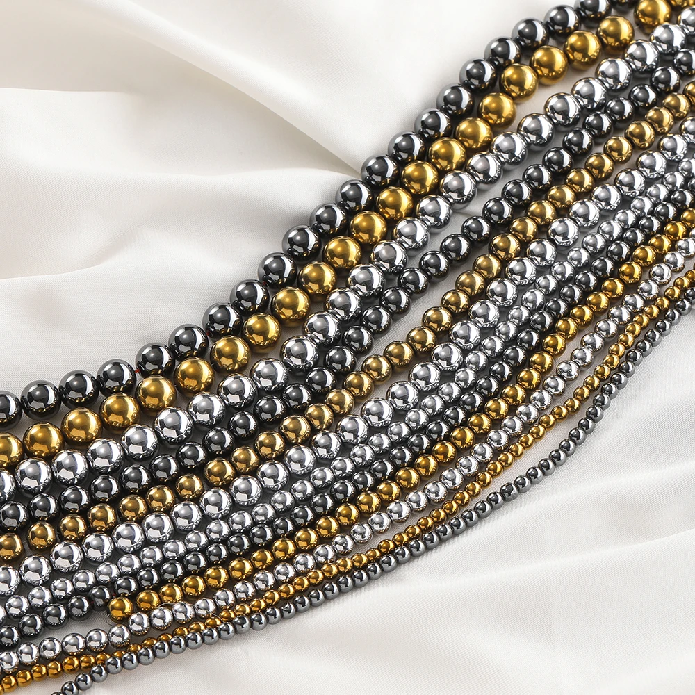 1 Strand 4/6/8/10mm Silver Gold Black Color Hematite Stone Natural Loose Round Beads for DIY Jewelry Making Bracelet Accessories
1 Strand 4/6/8/10mm Silver Gold Black Color Hematite Stone Natural Loose Round Beads for DIY Jewelry Making Bracelet Accessories