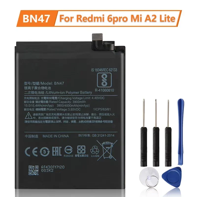 Production Date 2024 Replacement Battery BN47 For Xiaomi RedMi6 Pro Redmi 6 pro Mi A2 lite Rechargeable Phone Batteries 3900mAh
Production Date 2024 Replacement Battery BN47 For Xiaomi RedMi6 Pro Redmi 6 pro Mi A2 lite Rechargeable Phone Batteries 3900mAh