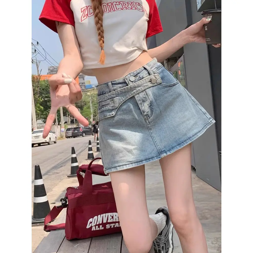 Summer Vintage High Waist A-line Skirt Femme Trend Sexy Buttons Irregular Slim Denim Short Skirt Women Clothes Korean Sexy Skirt
Summer Vintage High Waist A-line Skirt Femme Trend Sexy Buttons Irregular Slim Denim Short Skirt Women Clothes Korean Sexy Skirt