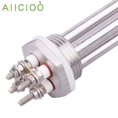 AIICIOO 48V Heating Element DN25 1 inch BSP Immersion Water Solar Tubular Electric Heater 1500W/1800W/2400W/2700W/3000W/ SUS304