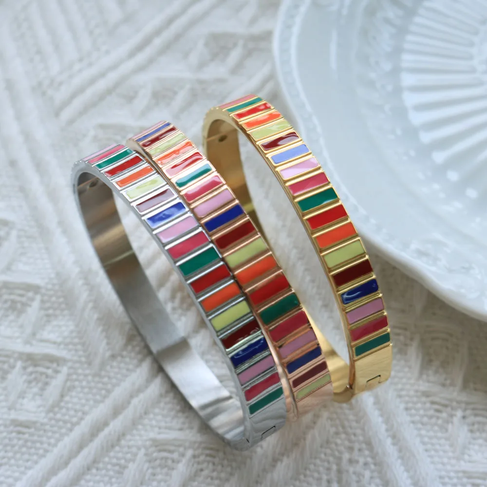 Trendy Mix Color Enamel Bracelet Bangle Gold Color Bracelets For Woman Lady Geometric Bracelet Jewelry Gift Wholesale
Trendy Mix Color Enamel Bracelet Bangle Gold Color Bracelets For Woman Lady Geometric Bracelet Jewelry Gift Wholesale