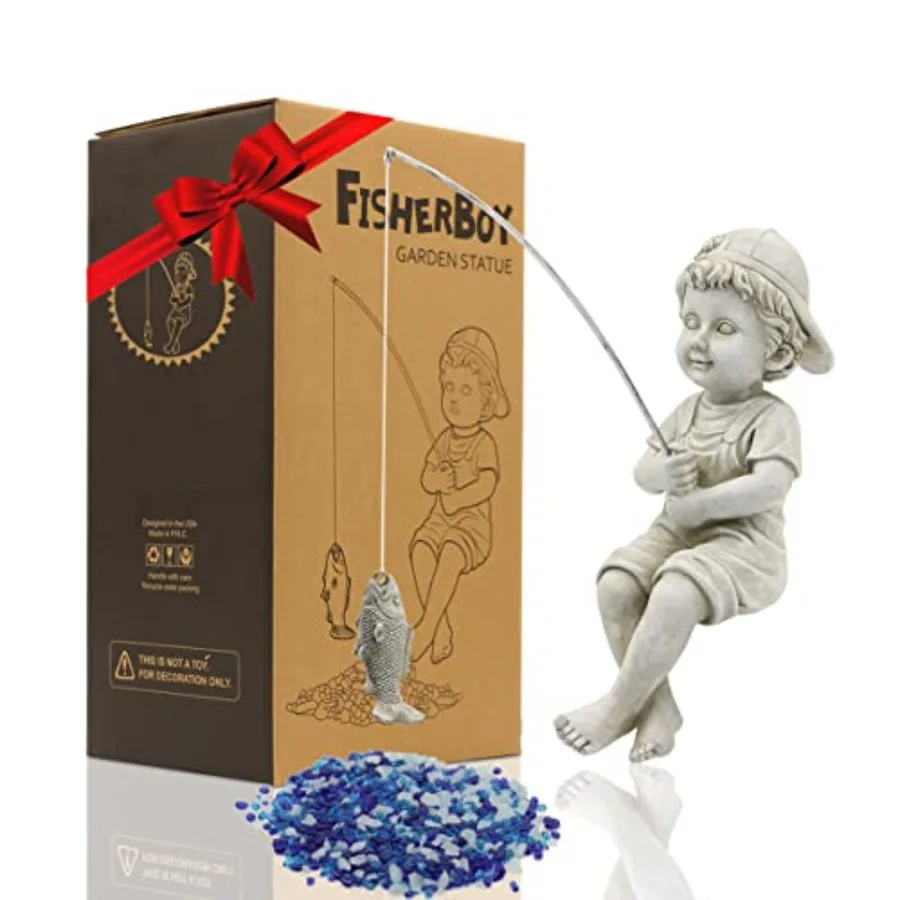 Fisherboy Statue Garden Decor - 11" Little Fishing Guy for Koi Pond or Waterfalls Poolside Statue with Glow in Dark Pebbles Inc
Fisherboy Statue Garden Decor - 11" Little Fishing Guy for Koi Pond or Waterfalls Poolside Statue with Glow in Dark Pebbles Inc
