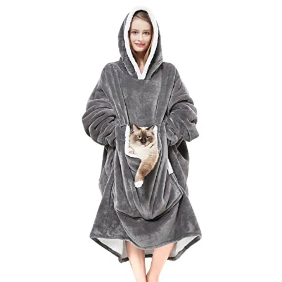 Wearable Blanket Hoodie with Giant Pocket Pet Won't Leave Extra Soft Sherpa Fleece Thick Warm & Cozy Oversized Sweatshirt Blank
Wearable Blanket Hoodie with Giant Pocket Pet Won't Leave Extra Soft Sherpa Fleece Thick Warm & Cozy Oversized Sweatshirt Blank