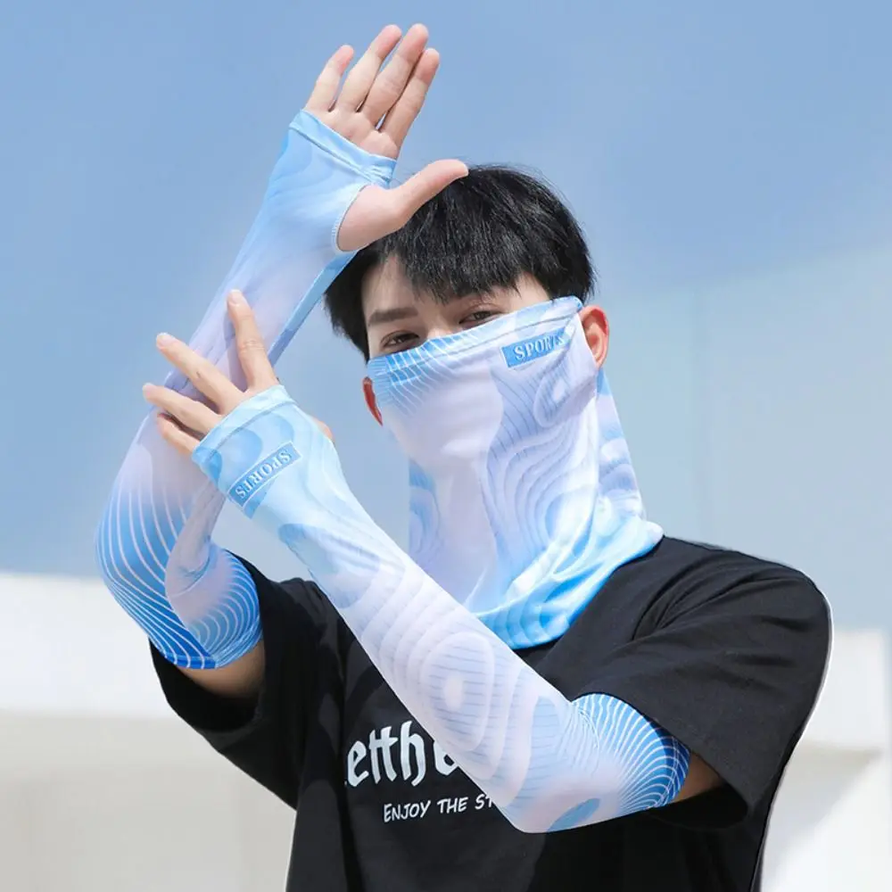 Breathable Ice Silk Sunscreen Mask Scarf Anti-UV Arm Cover Mask Set Sleeve Cover Bandana Hanging Ear Face Cover Outdoor
Breathable Ice Silk Sunscreen Mask Scarf Anti-UV Arm Cover Mask Set Sleeve Cover Bandana Hanging Ear Face Cover Outdoor