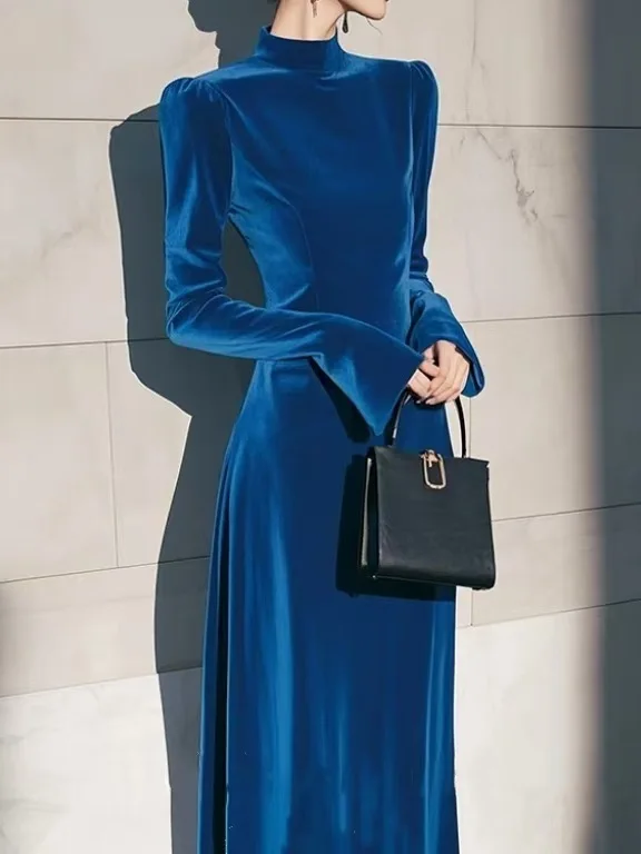 Blue Velvet Dr High Collar Inner Wear Formal Ocn Ele Lady High Waist Long Sve Color Faionable Zipper
Blue Velvet Dr High Collar Inner Wear Formal Ocn Ele Lady High Waist Long Sve Color Faionable Zipper