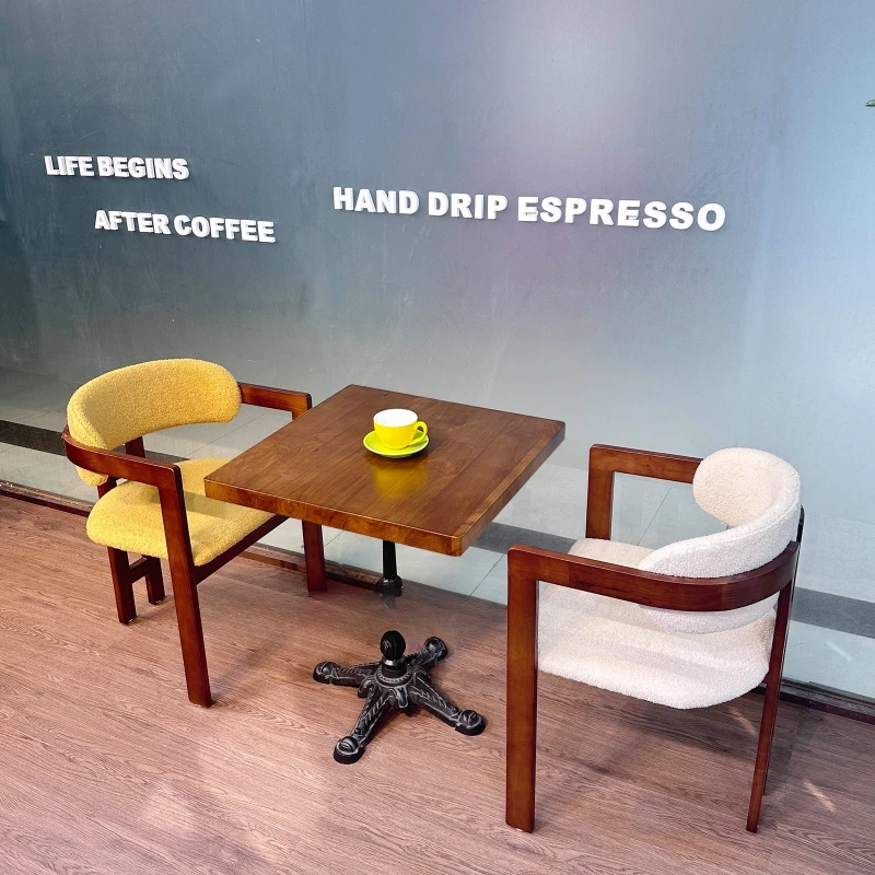American retro cafe Solid wood table and chair combination Internet celebrity Bistro, dessert shop Dining table and chair 
American retro cafe Solid wood table and chair combination Internet celebrity Bistro, dessert shop Dining table and chair