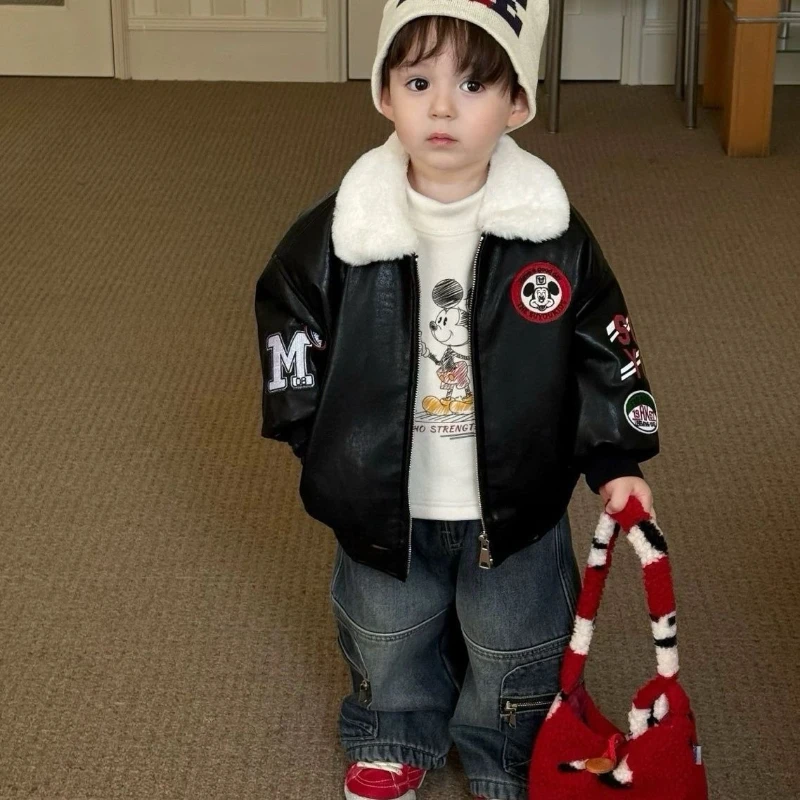 Mickey Kids 3-Piece Winter Set, Cozy Leather Jacket + Thermal Long Sleeve Tee + Classic Fit Jeans
Mickey Kids 3-Piece Winter Set, Cozy Leather Jacket + Thermal Long Sleeve Tee + Classic Fit Jeans