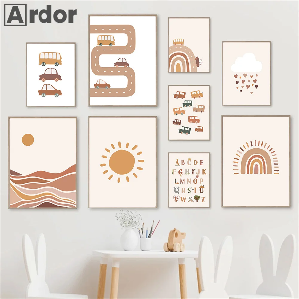 Boho Rainbow Sun Car Alphabet Education Kids Room Posters And Prints Baby Wall Art Pictures Decor Nordic Nursery Canvas Painting
Boho Rainbow Sun Car Alphabet Education Kids Room Posters And Prints Baby Wall Art Pictures Decor Nordic Nursery Canvas Painting