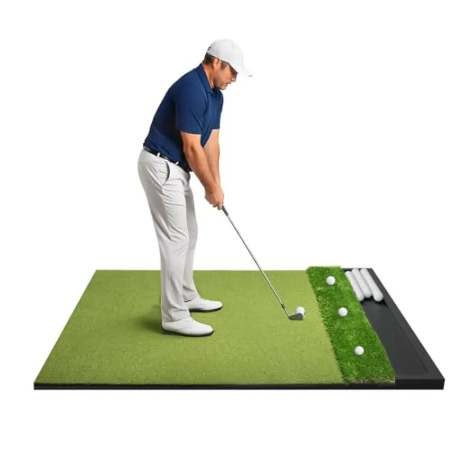 Golf Hitting Mat with Ball Tray 5x4ft Dual-Turf Practice Mat for Indoor & Outdoor Use Golf Training Mat with Rubber Tee Holes, Suitable for Swing Driving & Chipping
Golf Hitting Mat with Ball Tray 5x4ft Dual-Turf Practice Mat for Indoor & Outdoor Use Golf Training Mat with Rubber Tee Holes, Suitable for Swing Driving & Chipping