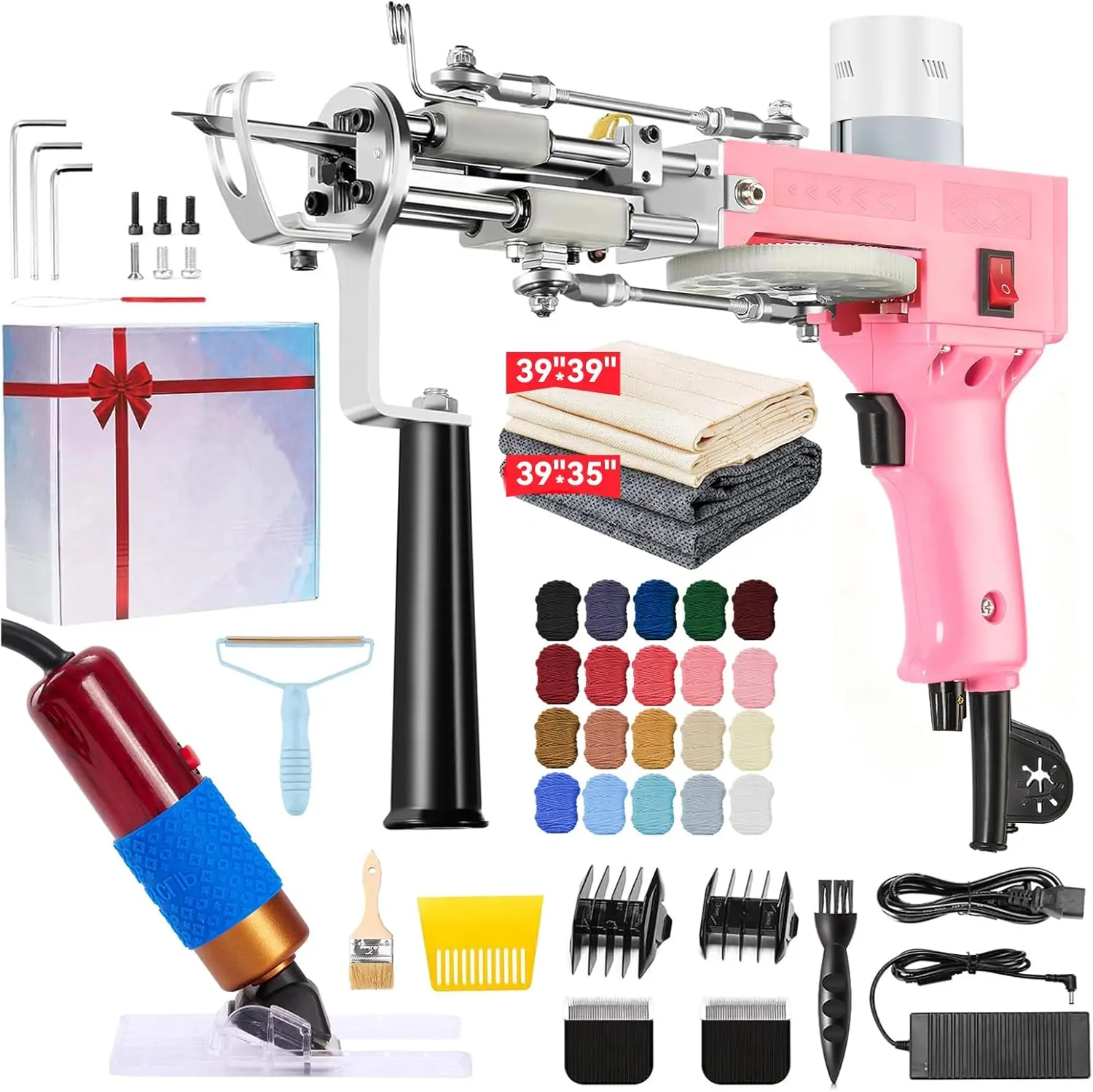 Rug Tufting Gun with Carpet Trimmer Kit 2 in 1 Cut Loop Pile Carpet Gun and Carving Clippers for Beginners
Rug Tufting Gun with Carpet Trimmer Kit 2 in 1 Cut Loop Pile Carpet Gun and Carving Clippers for Beginners