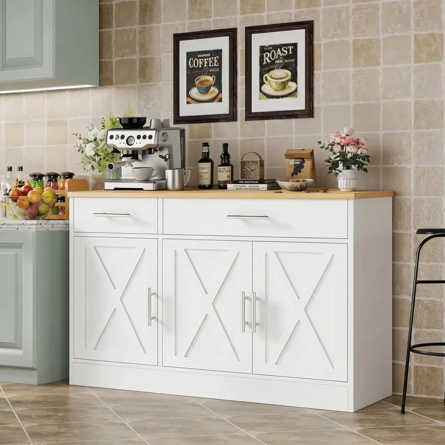Buffet Cabinet With Storage, 43” Farmhouse Coffee Bar Cabinet With 3 Doors, Wood Buffet Table For Kitchen Dining, Customized
Buffet Cabinet With Storage, 43” Farmhouse Coffee Bar Cabinet With 3 Doors, Wood Buffet Table For Kitchen Dining, Customized