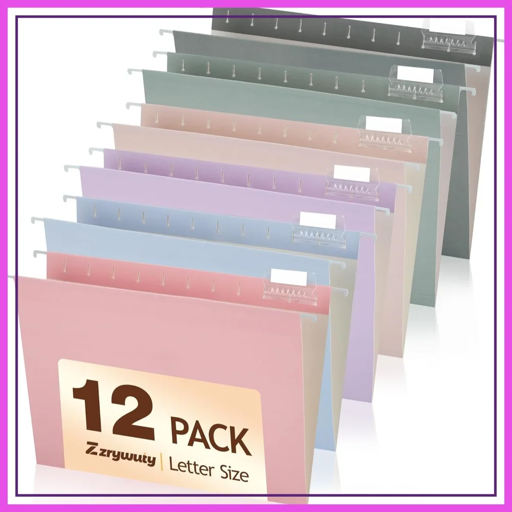 Pastel Hanging File Folders, Letter Size, 12-Pack with 1/5-Cut Tabs for Filing Cabinet, Medical Charts
Pastel Hanging File Folders, Letter Size, 12-Pack with 1/5-Cut Tabs for Filing Cabinet, Medical Charts