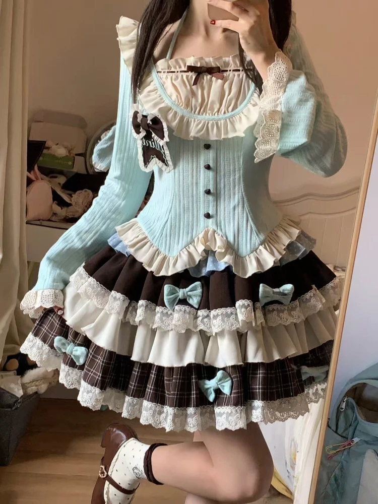 Весенний новый милый милый кружевной комплект с длинными рукавами и бантом из 3 предметов, красивый модный кавайный тонкий лоскутный тонкий милый костюм с юбкой-тортом для женщин
Весенний новый милый милый кружевной комплект с длинными рукавами и бантом из 3 предметов, красивый модный кавайный тонкий лоскутный тонкий милый костюм с юбкой-тортом для женщин