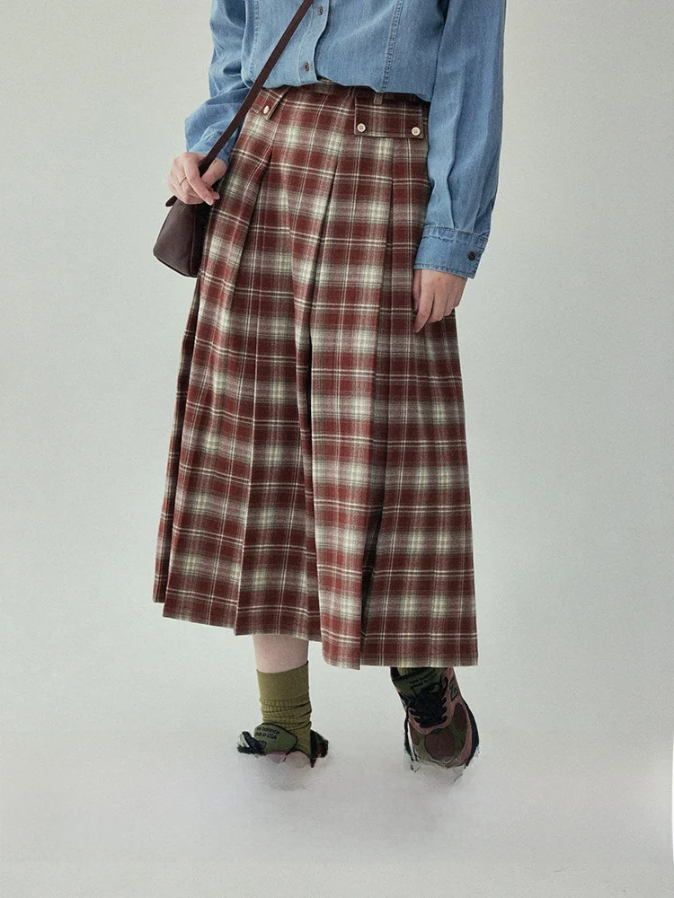 Red High Waist Plaid Retro A-Line Skirt Women's Autumn Winter Mid-Length Slimming Pleated Skirt Casual Sle AMUU Brand
Red High Waist Plaid Retro A-Line Skirt Women's Autumn Winter Mid-Length Slimming Pleated Skirt Casual Sle AMUU Brand