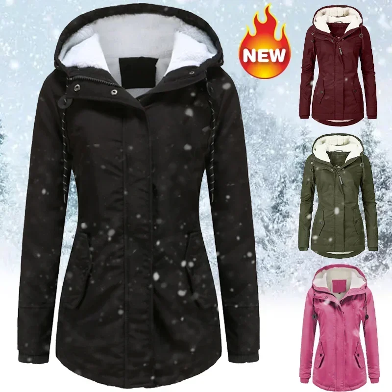 Winter warm coat Women's solid plush thickened jacket Outdoor hiking hooded windproof parka coat
Winter warm coat Women's solid plush thickened jacket Outdoor hiking hooded windproof parka coat