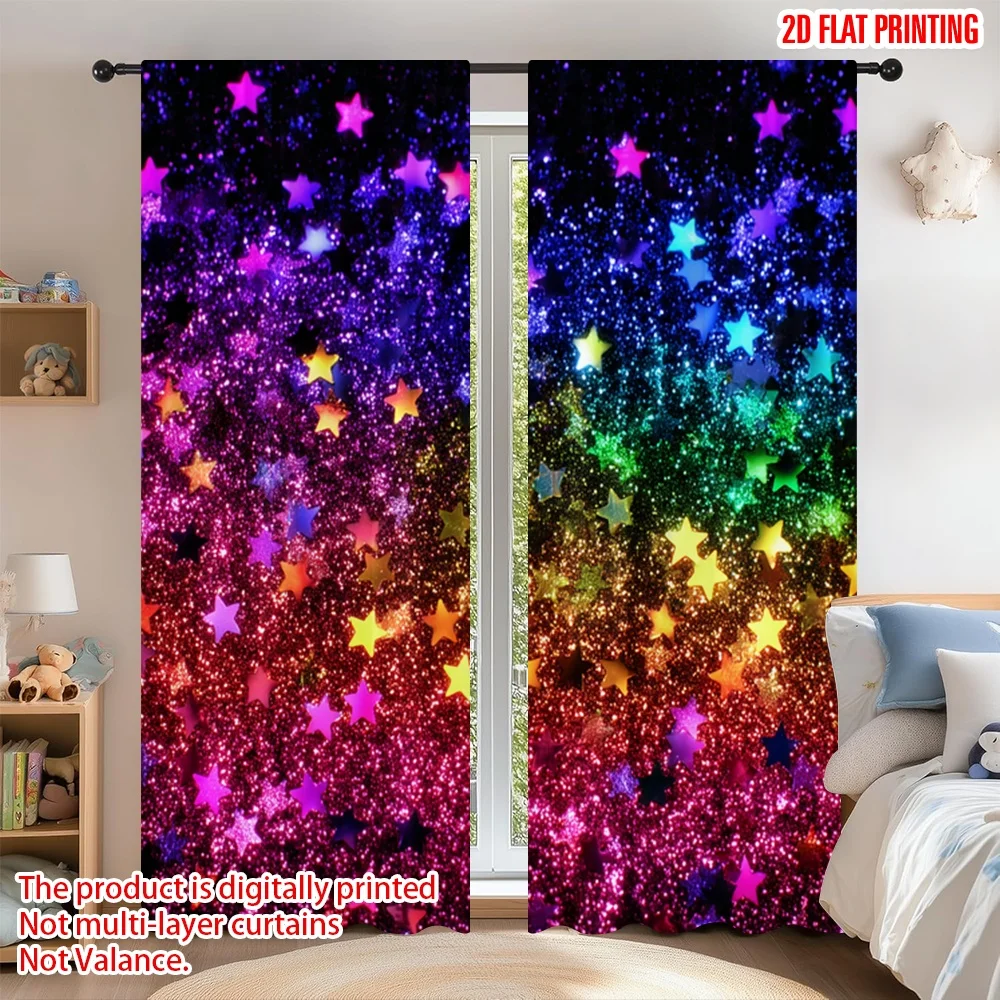 2D flat printing 2pcs Curtain Party Curtain Rainbow Glittering Stars Digital Printed Polyester Drapes Festive Curtains Perfect
2D flat printing 2pcs Curtain Party Curtain Rainbow Glittering Stars Digital Printed Polyester Drapes Festive Curtains Perfect