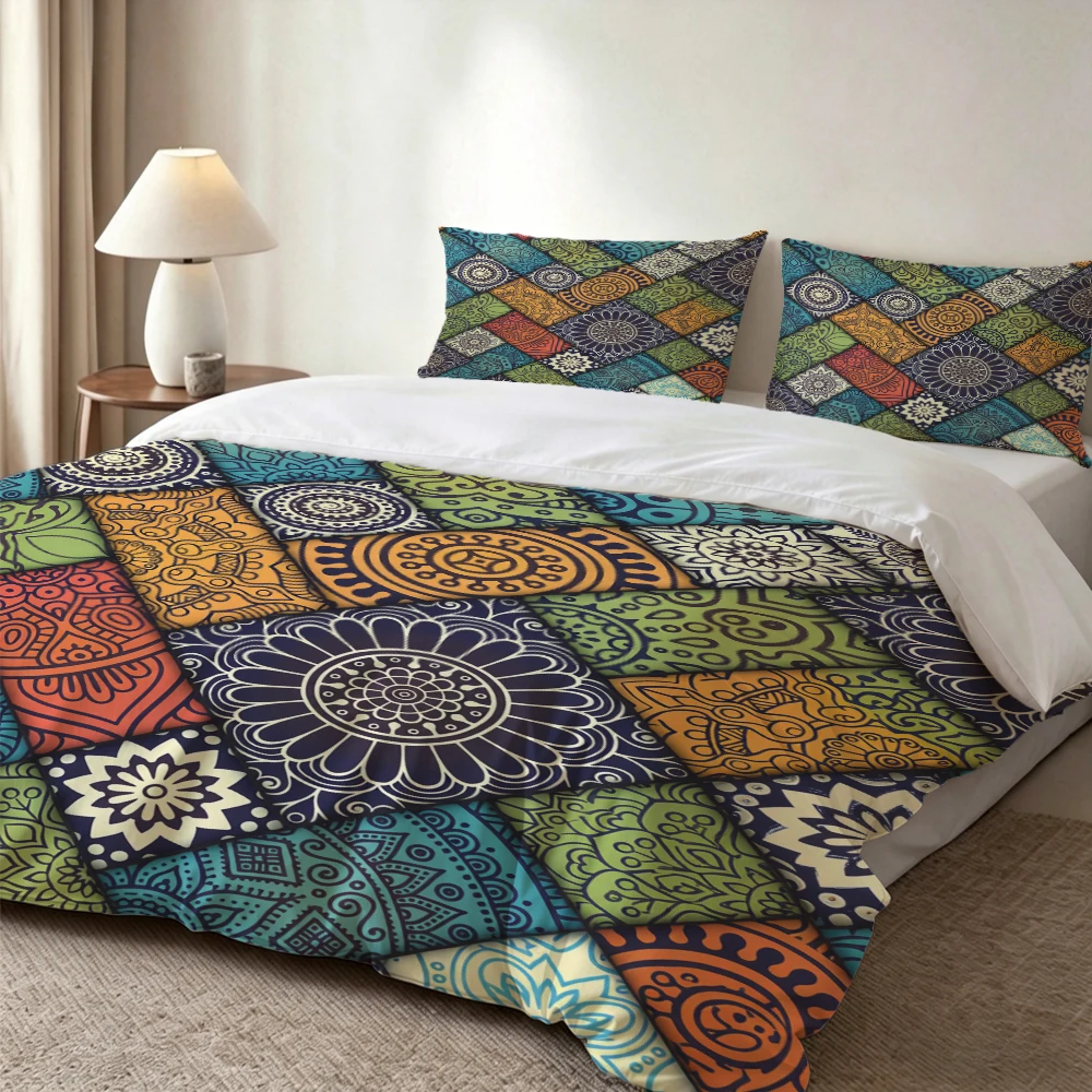 High-Definition Digital Printed Bedding Set, Ethnic Style Mandala Geometric Pattern Duvet Cover Set, Large Floral Print Duvet Cover Set, Includes 1 Duvet Cover + 2 Pillowcases, Suitable for Bedroom, Guest Room, Home Decoration, Polyester Fiber Duvet Cover
High-Definition Digital Printed Bedding Set, Ethnic Style Mandala Geometric Pattern Duvet Cover Set, Large Floral Print Duvet Cover Set, Includes 1 Duvet Cover + 2 Pillowcases, Suitable for Bedroom, Guest Room, Home Decoration, Polyester Fiber Duvet Cover