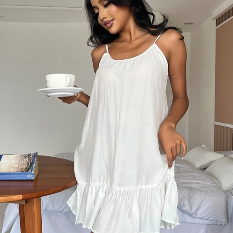 Soft Cami Sleep Dress for Women 2026 Summer Open Back Nightgown Ruffled Short European Style Lounge Wear Casual Home Dress
Soft Cami Sleep Dress for Women 2026 Summer Open Back Nightgown Ruffled Short European Style Lounge Wear Casual Home Dress
