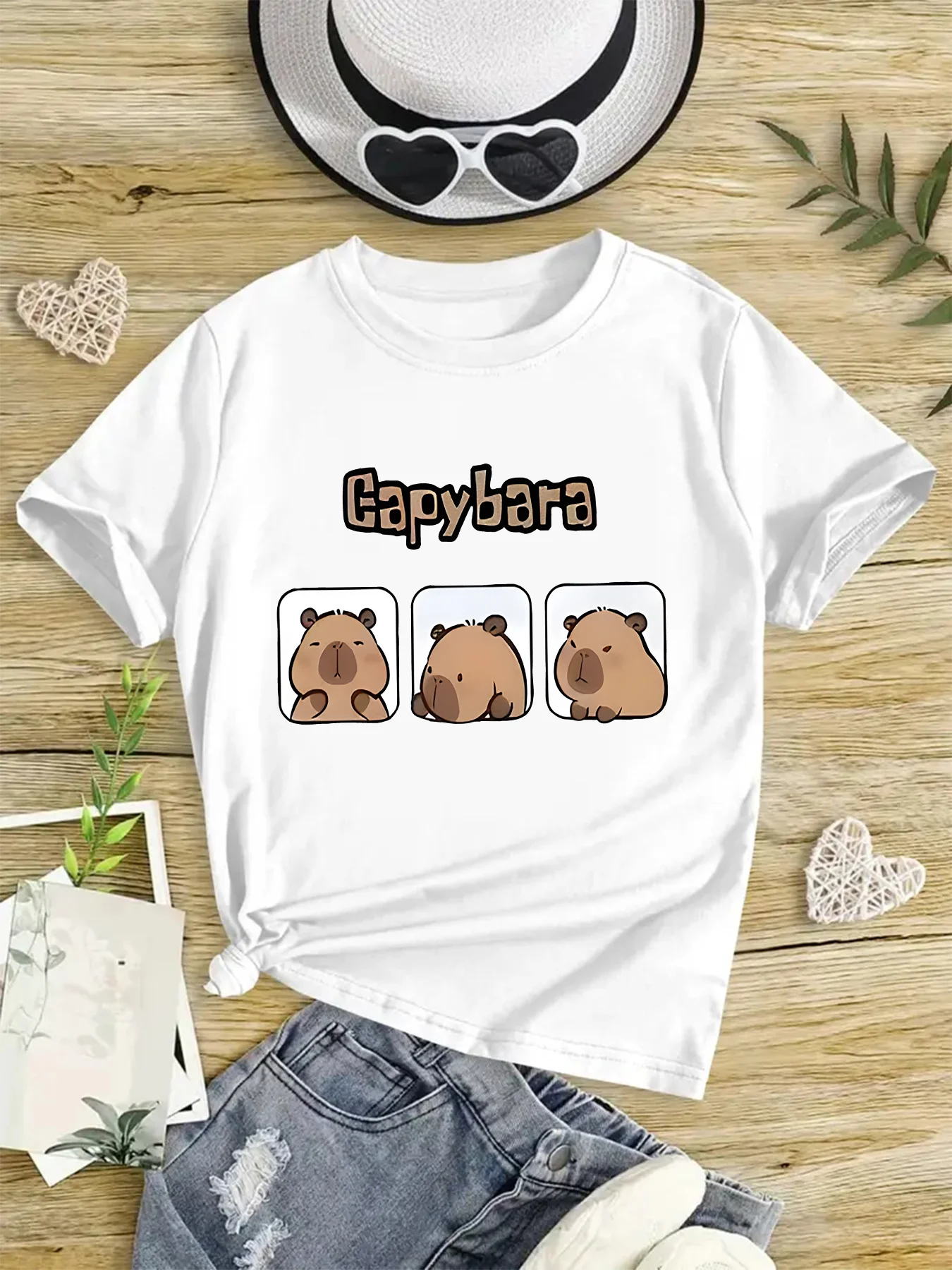 Модная футболка с принтом капибары для девочек, хлопковые детские футболки с короткими рукавами, летние рубашки для девочек, детская одежда, детская футболка
Модная футболка с принтом капибары для девочек, хлопковые детские футболки с короткими рукавами, летние рубашки для девочек, детская одежда, детская футболка