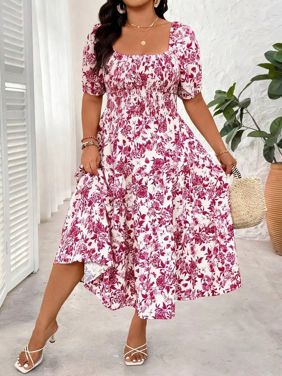 Square Neck Floral Print Plus Size Casual Summer Midi Dress
Square Neck Floral Print Plus Size Casual Summer Midi Dress