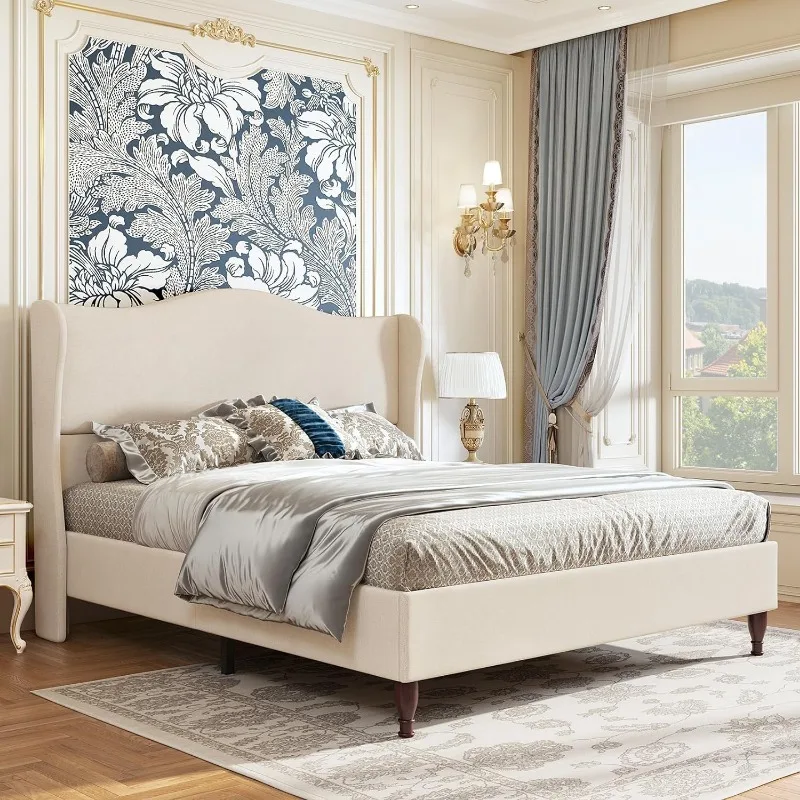 Full Size Bed Frame Upholstered Retro Simple Style Platform Bed with 51" Tall Headboard Wingback, Linen fabric
Full Size Bed Frame Upholstered Retro Simple Style Platform Bed with 51" Tall Headboard Wingback, Linen fabric