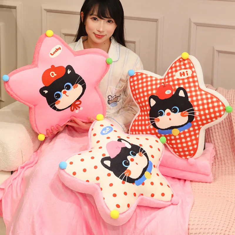 2 in 1 Printed Star Cat Plush Pillow Blanket Soft Fluffy Cartoon Cushion Warm Portable Blanket Home Decor Travel Nap Blanket
2 in 1 Printed Star Cat Plush Pillow Blanket Soft Fluffy Cartoon Cushion Warm Portable Blanket Home Decor Travel Nap Blanket