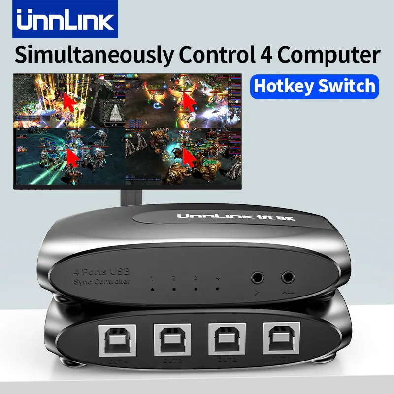 Синхронный USB-контроллер Unnlink, 4-портовый USB-B-KM-переключатель, 1 комплект управления клавиатурой и мышью, 4 ПК/компьютер для рабочей станции
Синхронный USB-контроллер Unnlink, 4-портовый USB-B-KM-переключатель, 1 комплект управления клавиатурой и мышью, 4 ПК/компьютер для рабочей станции